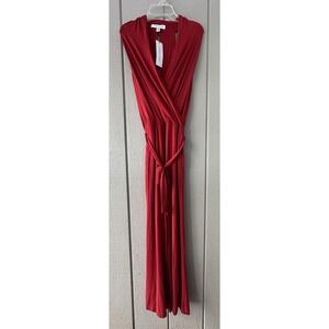 Amour Vert Clemente Jumpsuit Womens XS Red Chili Pepper Wide Leg Sleeveless